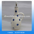 Modern design ceramic olive oil bottles wholesale with blue dot painting